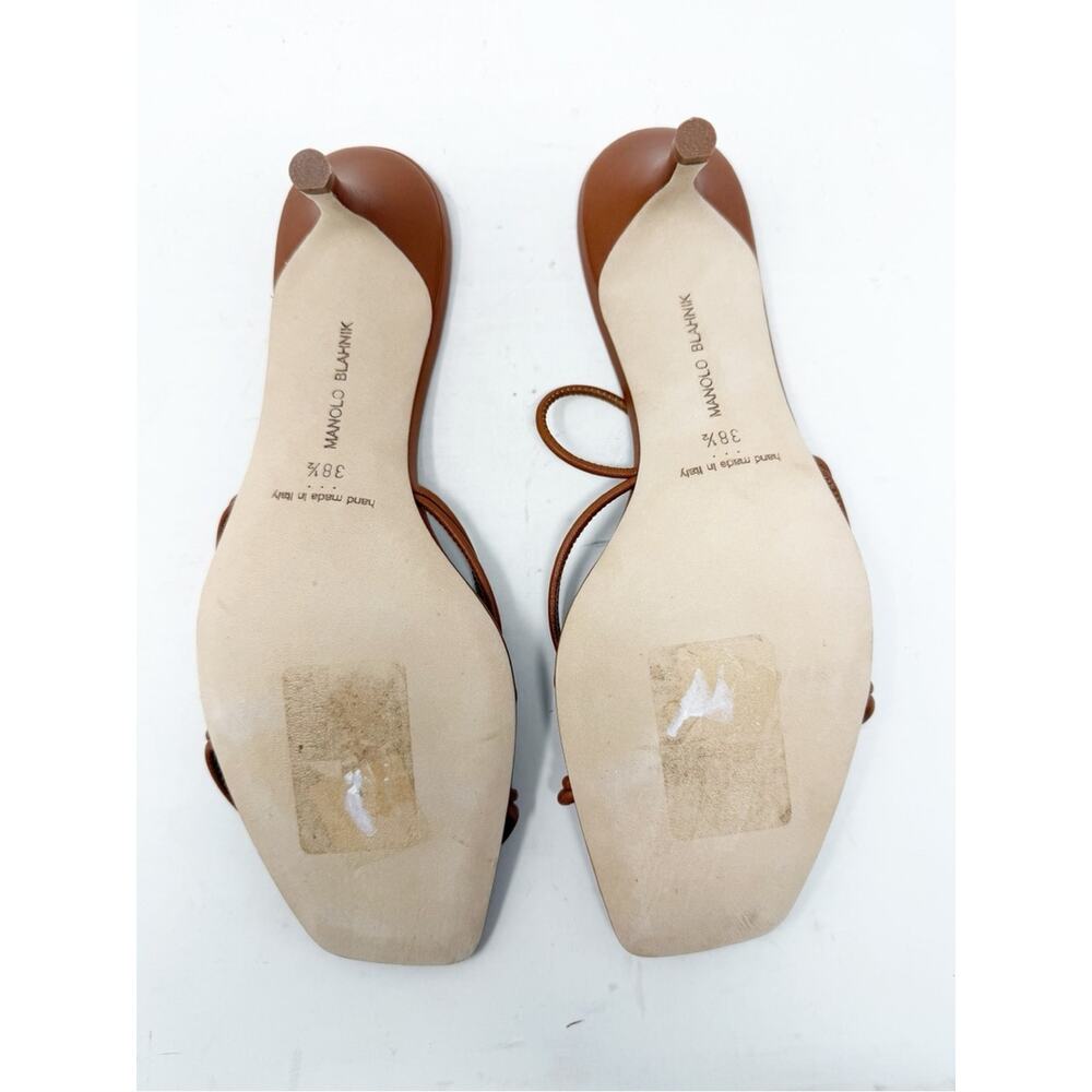 Manolo Blahnik Ninfemu Leather Strappy Sandals Womens Size EU 38.5 - Picture 2 of 9